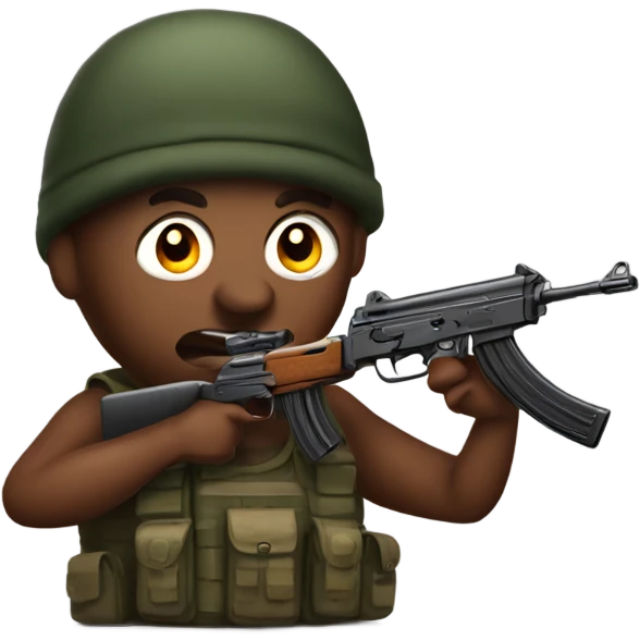 A meatball holding an ak47 emoji