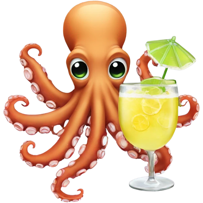 Octopus holding margaritas  emoji