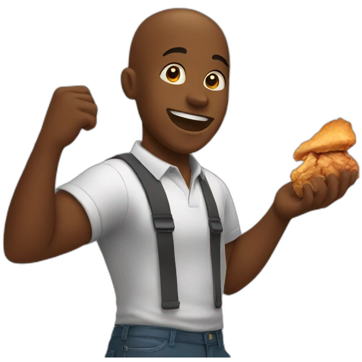 A black guy eating chicken while dancing emoji