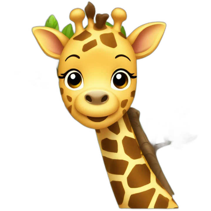 Cute baby giraffe in a tree emoji