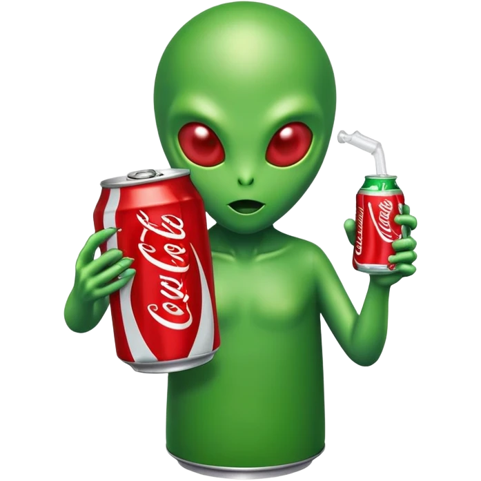 alien holding a red Coke can emoji