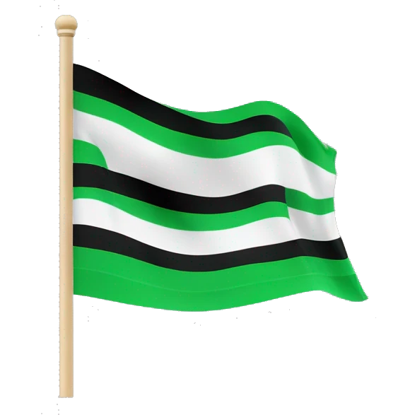 3 horizontal lines  flag green white and black in a stick  emoji