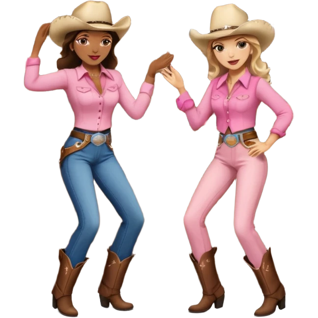 2 women dancing in pink country western bar emoji