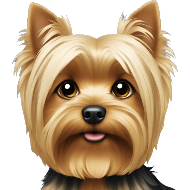 Fluffy blonde yorkie with his ears pointed downwards  emoji
