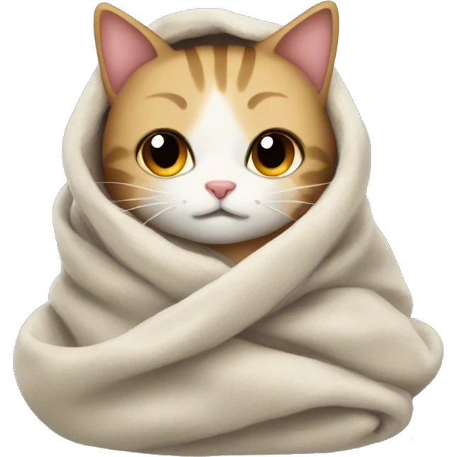 Cozy cat in blanket emoji