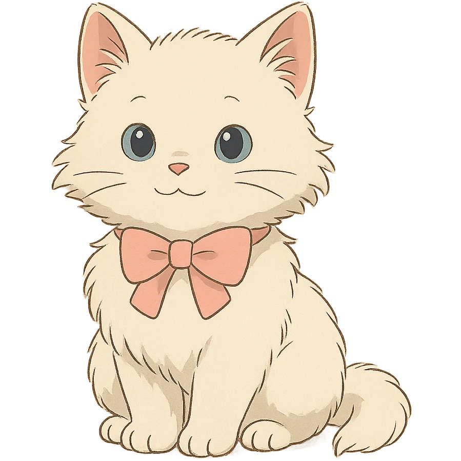 cute fluffy white kitten with a light pink bow emoji
