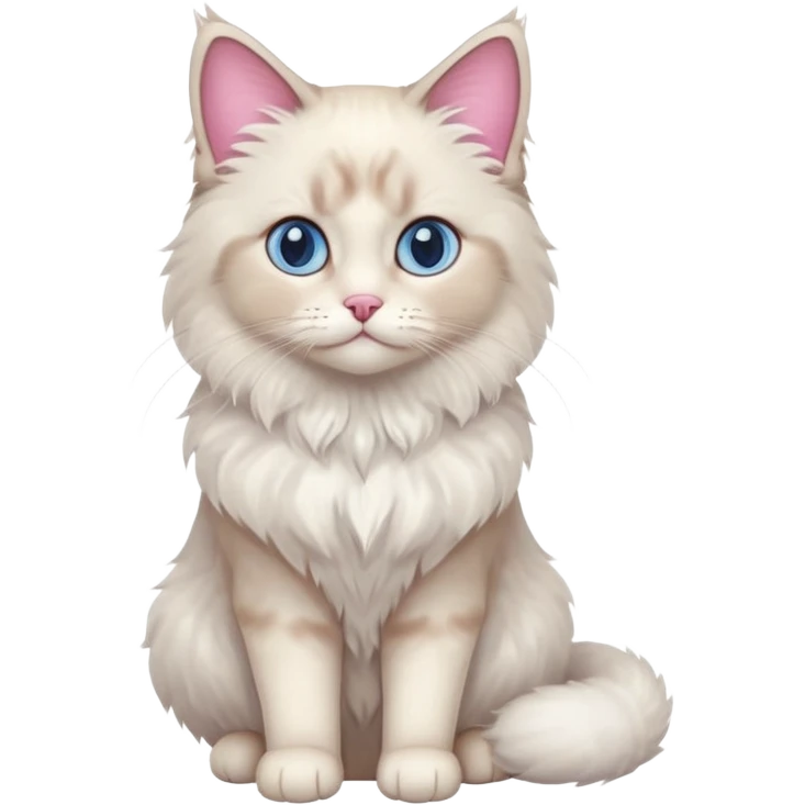 Cute adorable elegant pretty petite Ragdoll cat sitting full body emoji