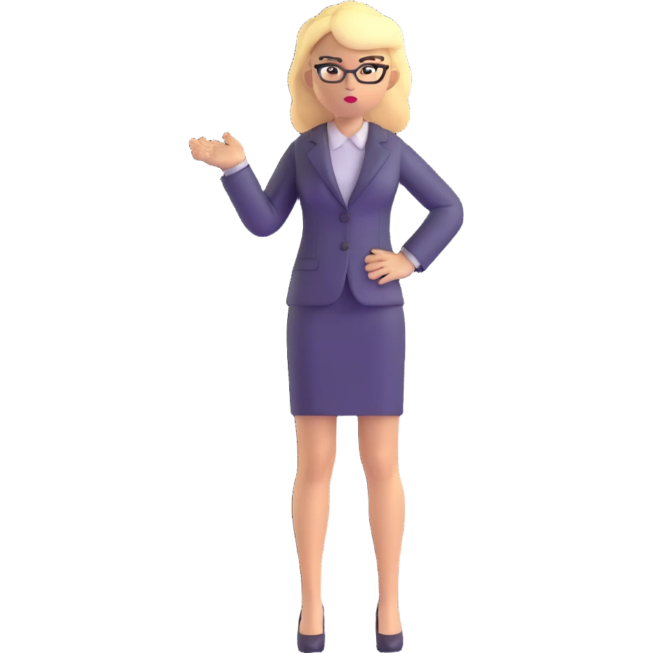 full body angry blonde profesora without glasses, blonde hair emoji