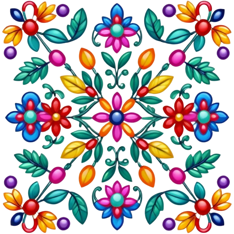 Create an icon that represents the hobby of beadwork. The design should feature colorful beads or a beadwork pattern. The icon should be clear, simple, and visually striking, with vibrant colors that reflect the artistic and creative nature of the hobby. The background should be transparent. emoji
