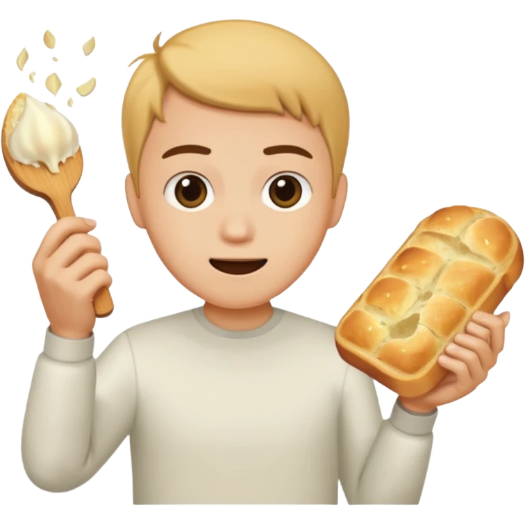 Beating someone with garlic bread emoji
