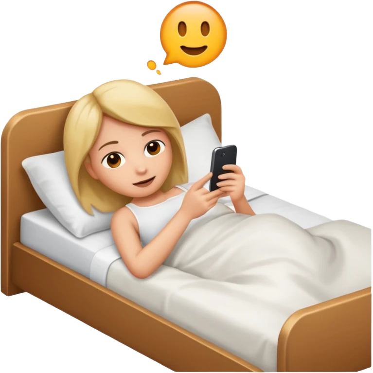 
emoticon of lying in bed and looking at phone emoji