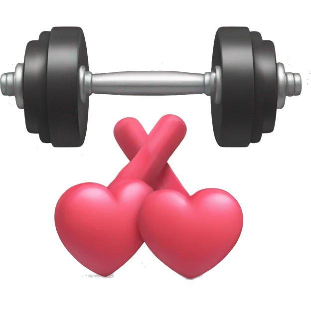 dumbbell and love hearts emoji