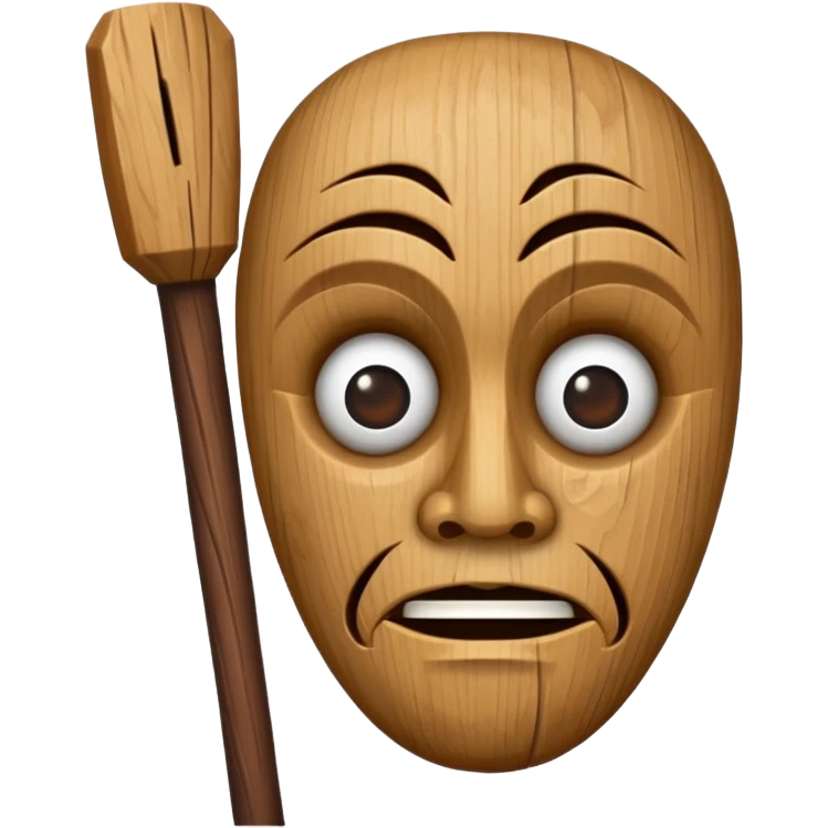uma madeira com cara esquisita com um bastão  emoji