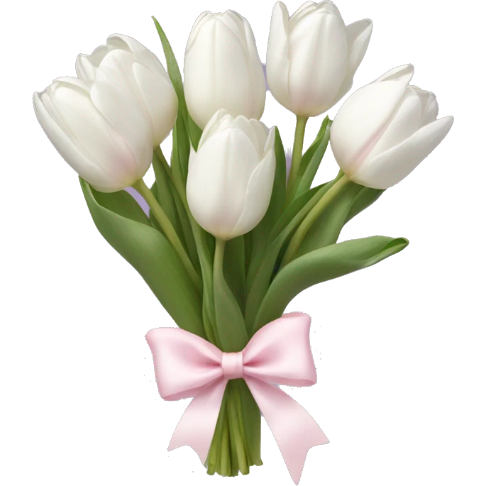 White tulips bouquet with light pink bow  emoji