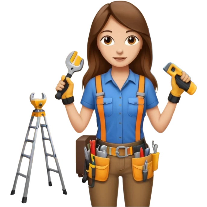 beautiful girl with long brown hair constructing new lounge room area with flat screen tv and couch emoji
