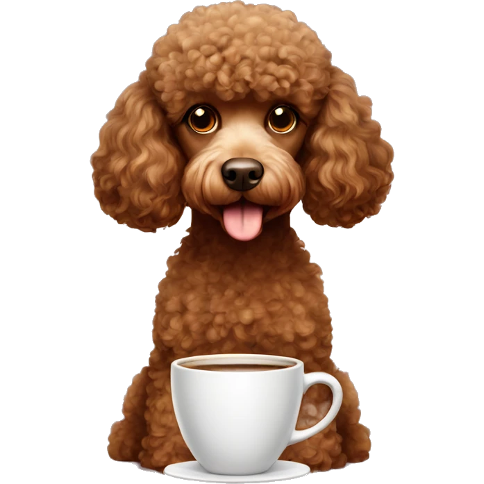 brown poodle with a cup of coffee emoji