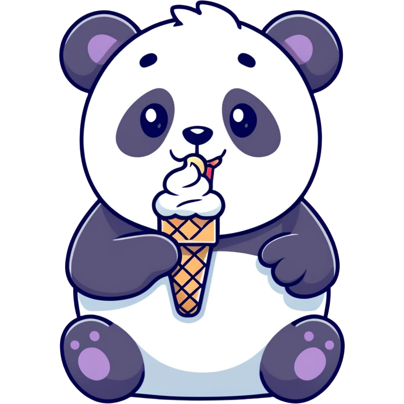 Panda eating ice cream emoji