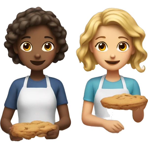 Two girls are making cookies emoji