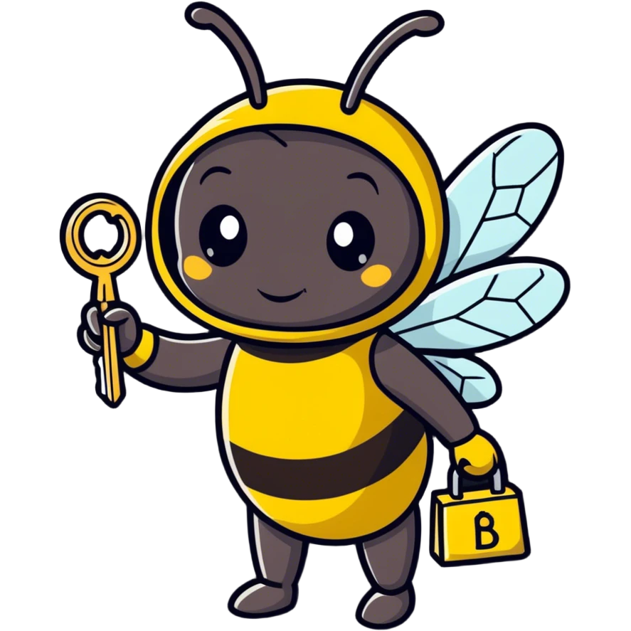 bee in a bee costume with keys in her hands  emoji