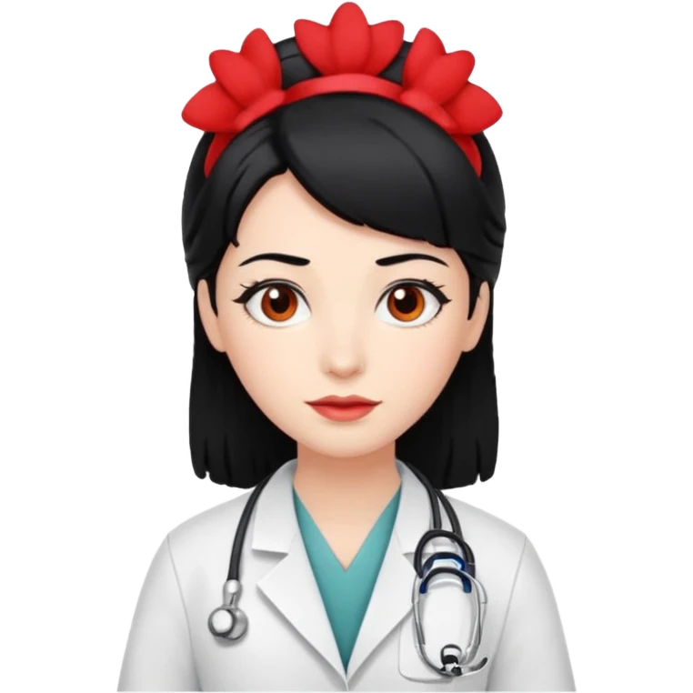 doctor with black hair and red hairclips  emoji