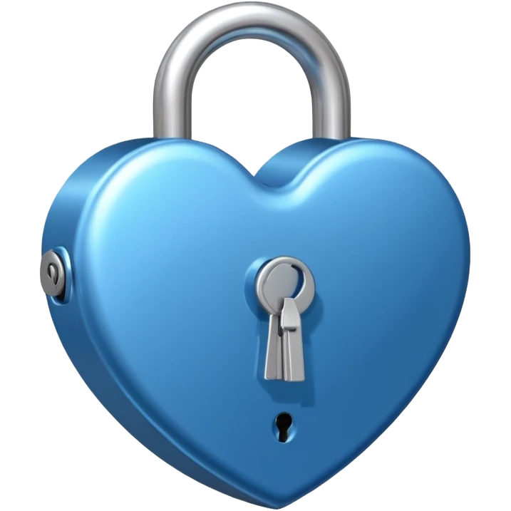 A blue heart-shaped lock with a silver key emoji