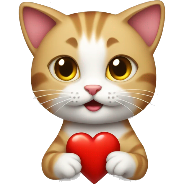 Cat playing with a heart emoji