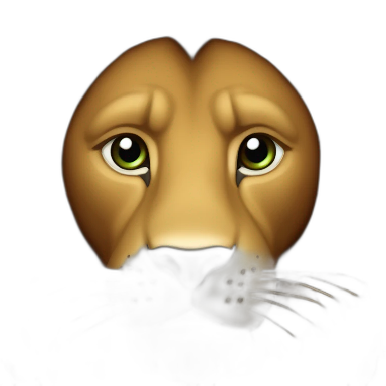 Lion fourrure marron crinière marron foncée yeux verts emoji