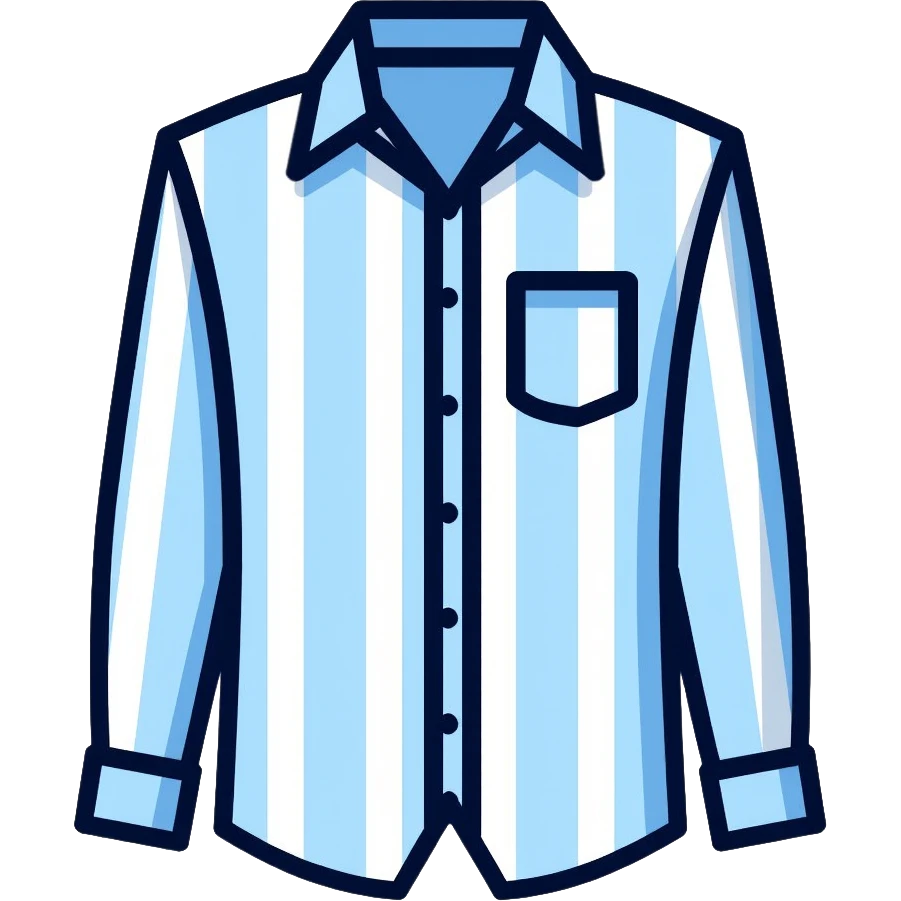 light blue and white vertically striped button down shirt, isolated emoji