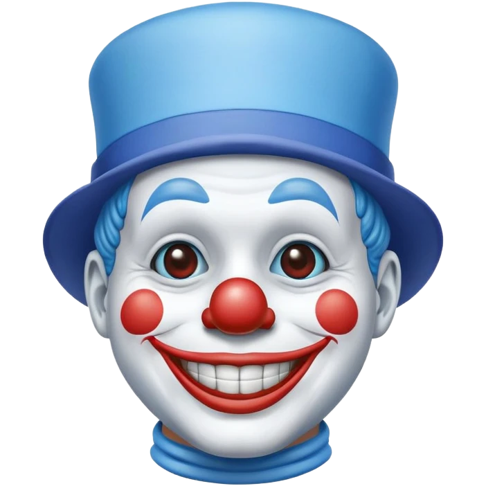 Chú hề đội mũ vuông xanh nước biển, cười tươi emoji