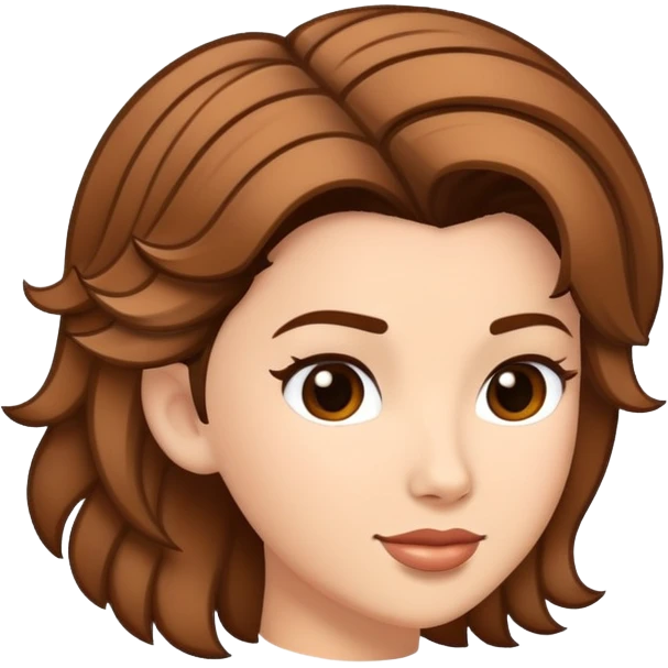 emoji-style digital illustration of a short, voluminous hairstyle with prominent upward flicks, inspired by Thalia from Hercules, rich brown, black outline, flat and clean, white background emoji