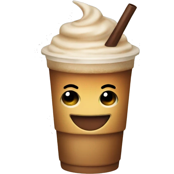 Emoji wearing a hat smiling and holding a iced coffee emoji