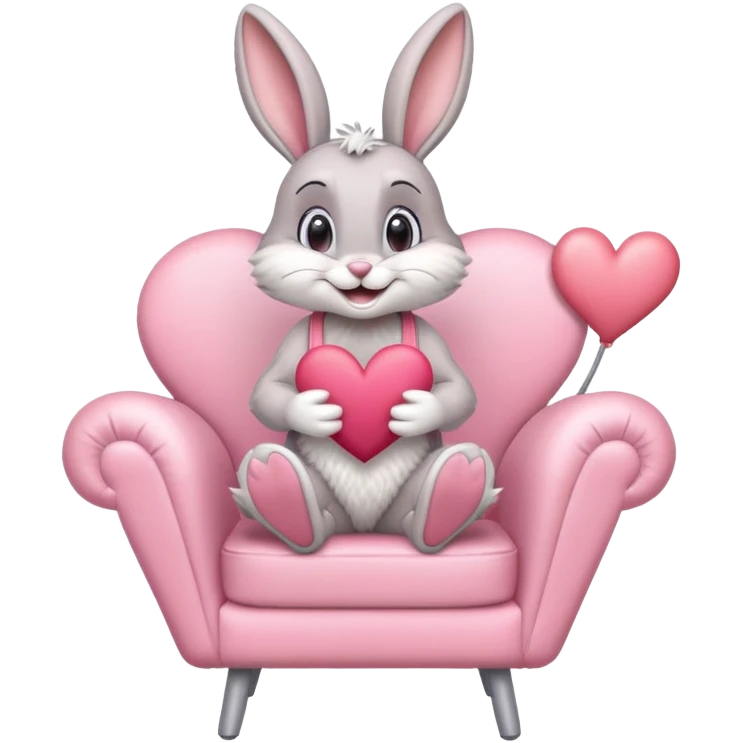 Lola bunny sitting on a chair with a heart shape emoji