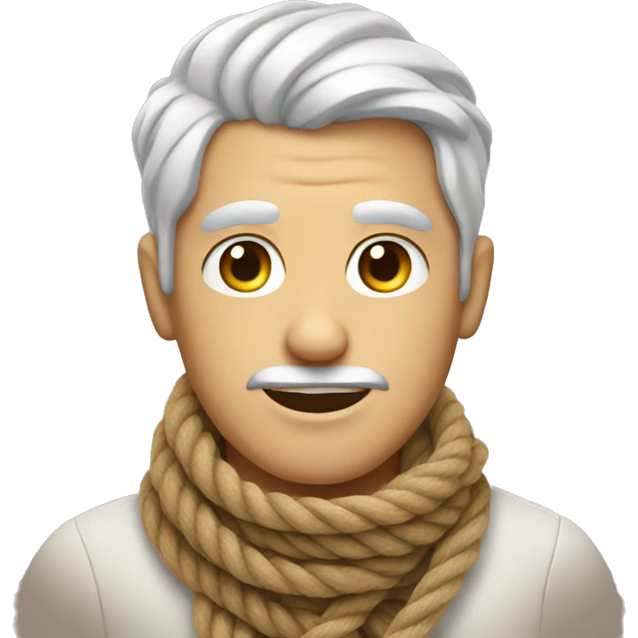 White man wearing a rope scarf emoji