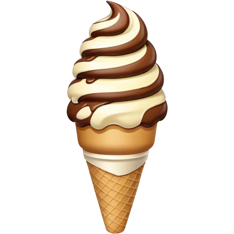 chocolate and vanilla swirl ice cream on cone emoji