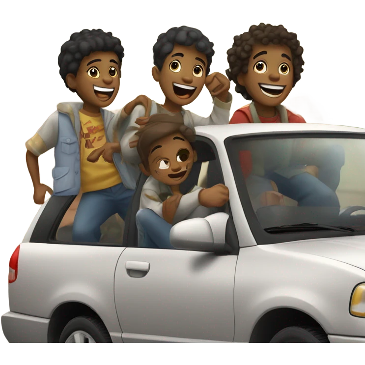 boys hanging out by car emoji