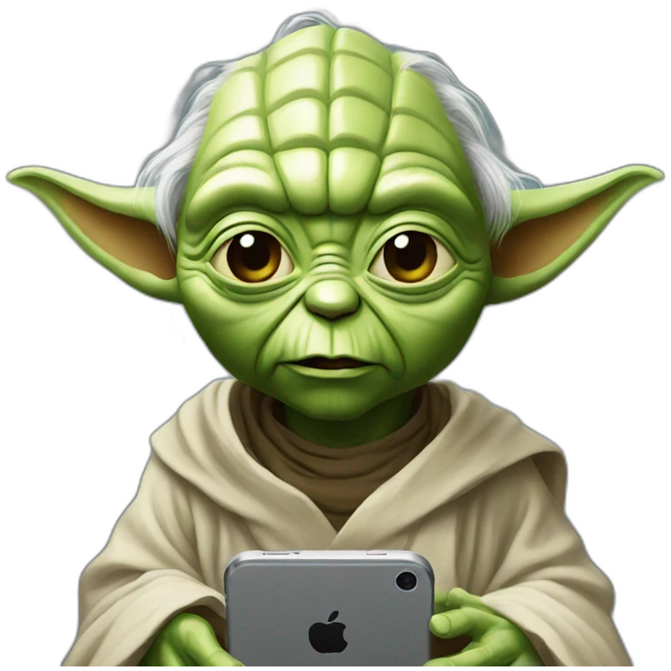 Yoda with iphone emoji