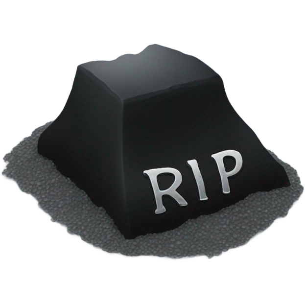 a black grave with the letters RIP on a silver  emoji
