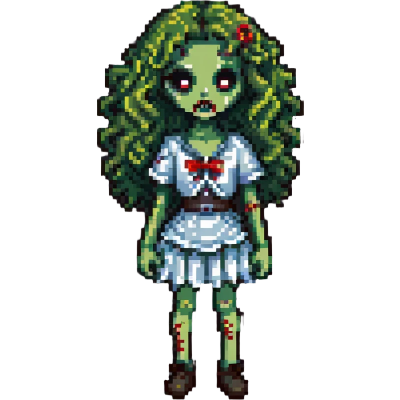 zombie girl with curly hair emoji