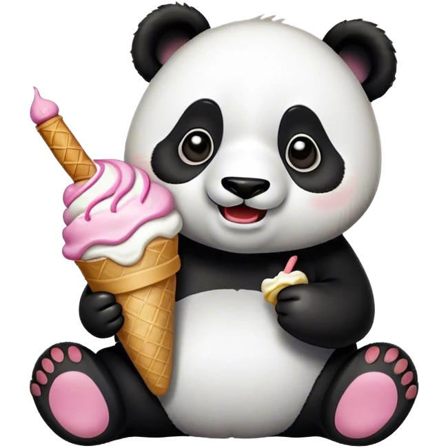 Panda eating ice cream emoji