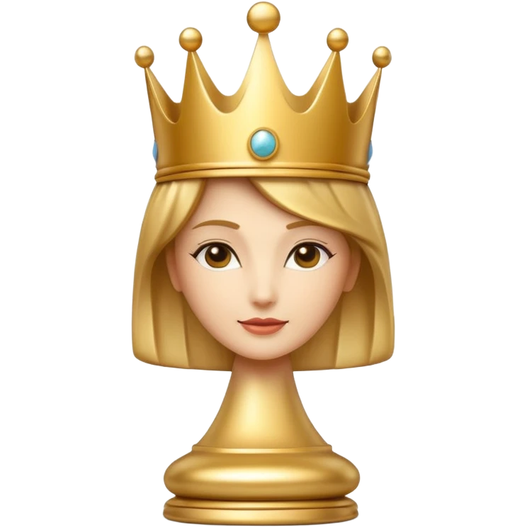 
chess queen piece object, elegant crown top, 3D cartoon, glossy material, soft shadow, mobile game icon style, centered, clean background, no text, no watermark
 emoji