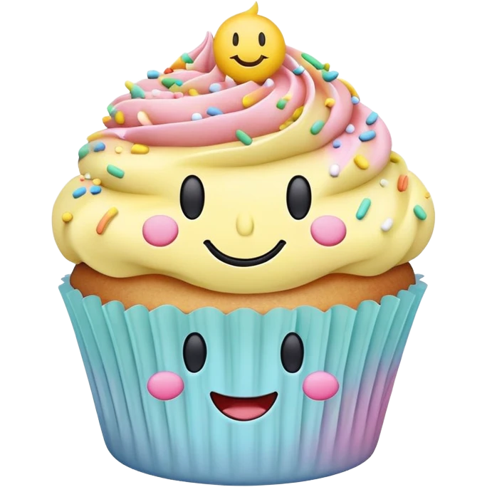 smiley cupcake with sprinkles emoji