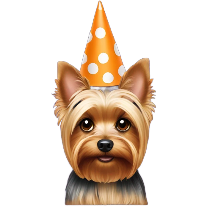Yorkie wearing a Tennessee party hat  emoji