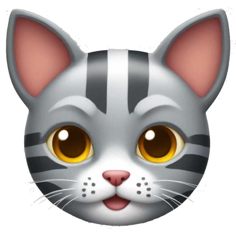 Grey stripe cat with devil horns emoji