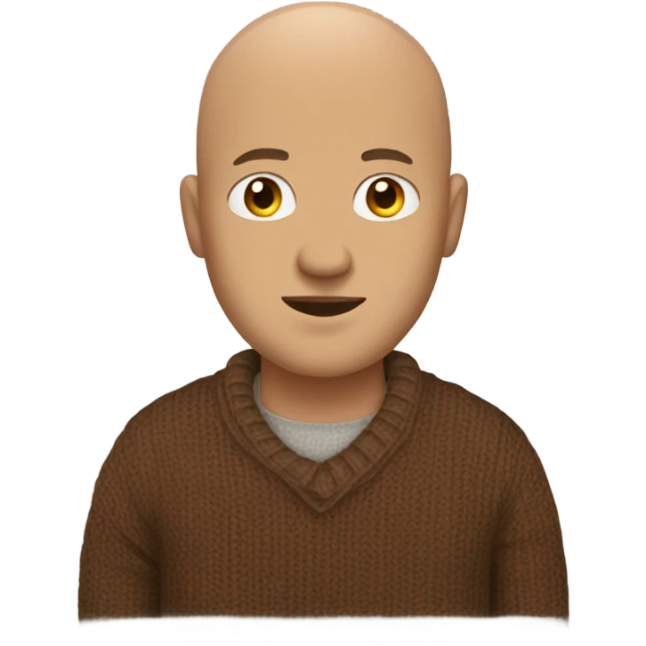 bald male in stylish brown sweater  emoji