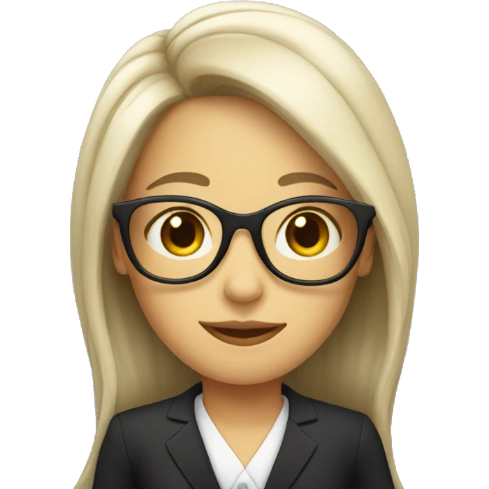 long hair lady in formal attire and glasses emoji
