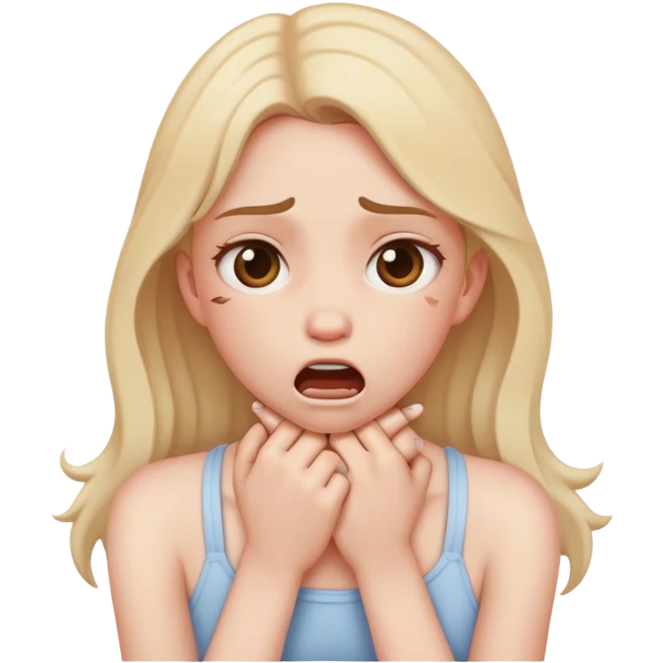 A girl choking herself  emoji