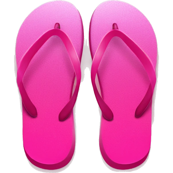 Realistic hot pink gradient pair of summer flip flops isolated. emoji