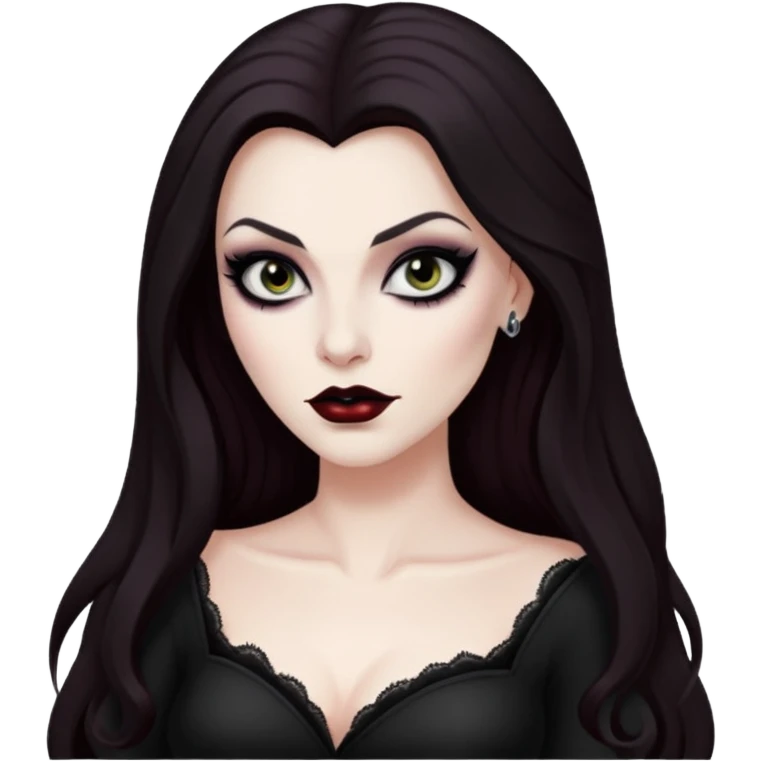 Vampira with long dark brown hair emoji