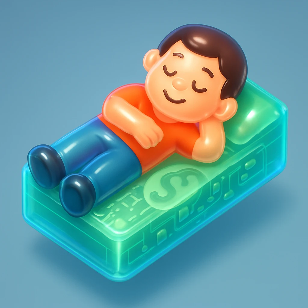 happy person napping on mattress of money emoji