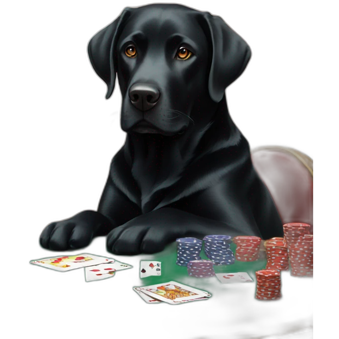 Black Labrador dog with white at poker table emoji